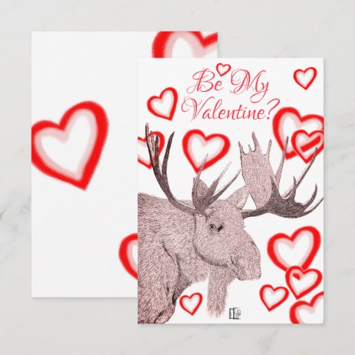 Simple Colorful Moose Text Valentine's Day Card | Zazzle