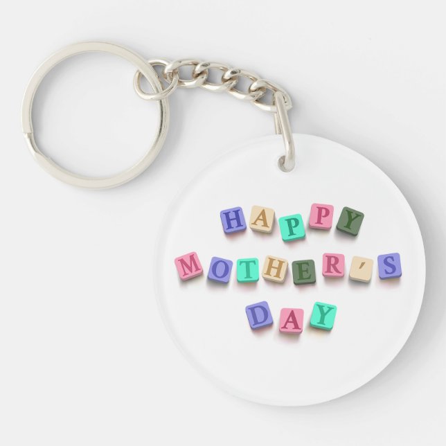 Simple Colorful Mother's Day Tiles | Keychain (Front)