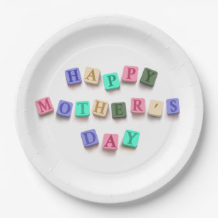 Simple Colorful Mother's Day Tiles Paper Plate