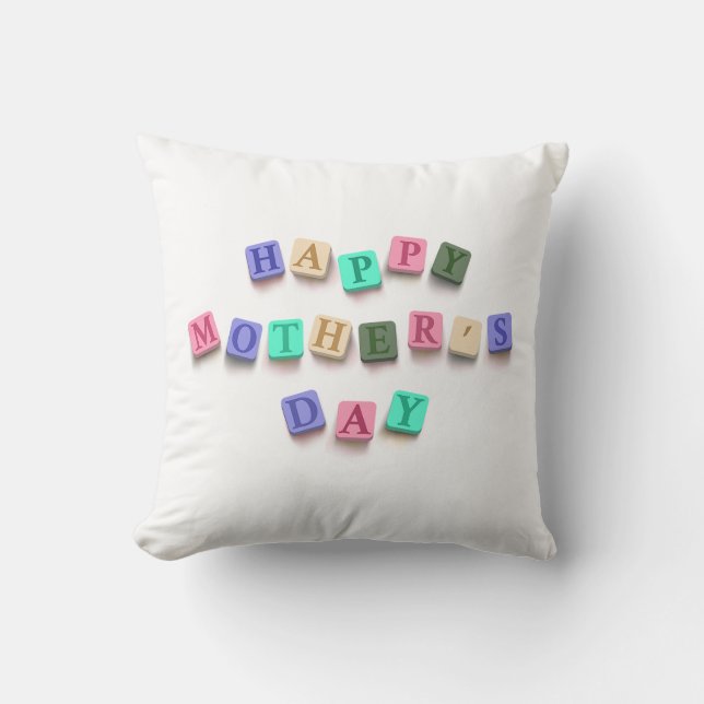 Simple Colorful Mother's Day Tiles | Throw Pillow (Front)