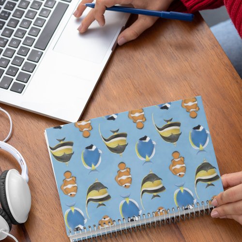 Simple Colorful Ocean Tropical Whimsical Fish Notebook