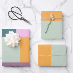 Simple Colorful Patchwork Geometric Shapes Design Wrapping Paper Sheets