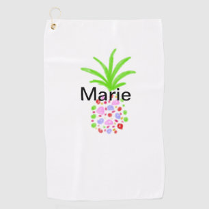 Simple colorful pineapple add name minimal custom golf towel