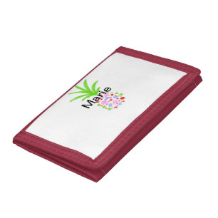 Simple colorful pineapple add name minimal custom tri-fold wallet