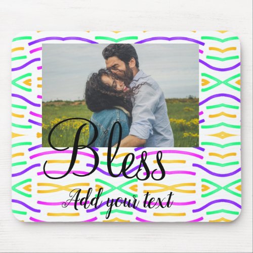 Simple colorful rainbow add your name photo  mouse pad