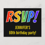 [ Thumbnail: Simple, Colorful Rainbow Letters "RSVP!" + Event Postcard ]
