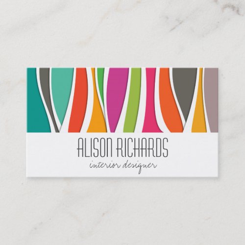 Simple Colorful rainbow waves interior design Business Card