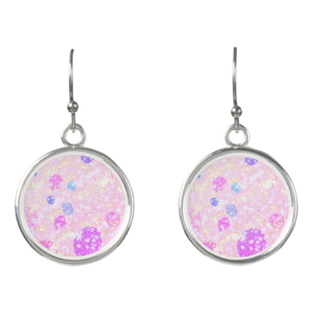 Simple colorful sparkle glitter pattern add name  earrings (Front)