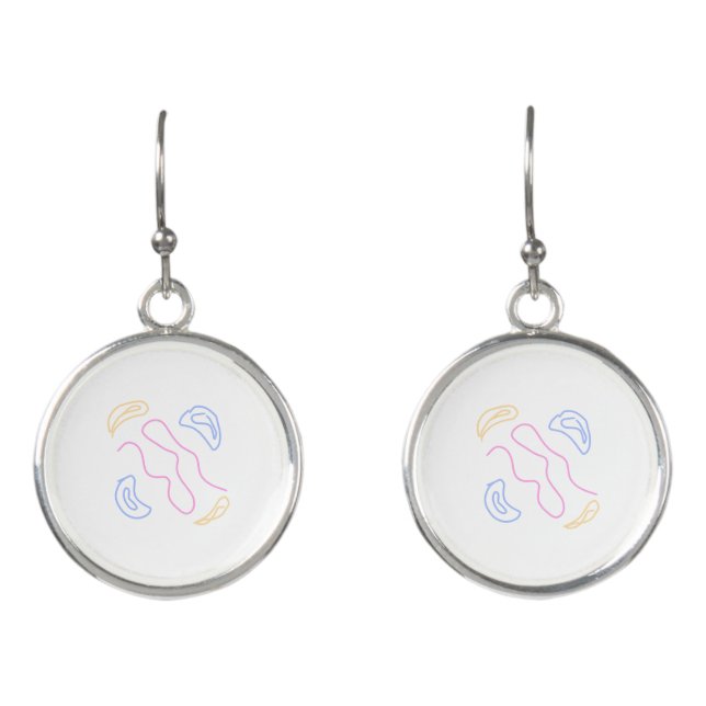 Simple colorful sparkle glitter pattern add name   earrings (Front)