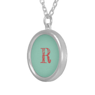 Simple colorful sparkle glitter pattern add name   silver plated necklace