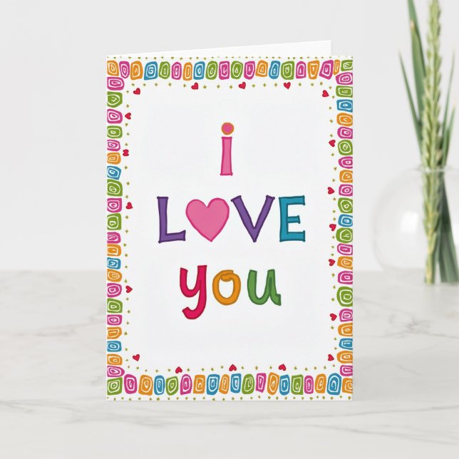 Simple Colorful Swirl Pattern Love Card (Front)