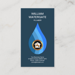 Simple Colorful Water Drop Plumber Business Card