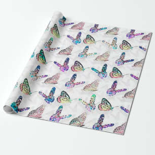 Simple Colorful Watercolor Butterflies Pattern Wrapping Paper