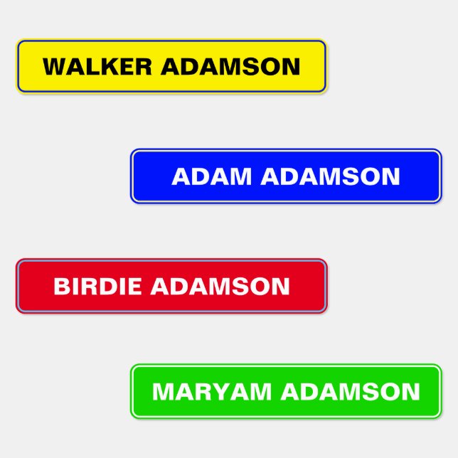 Simple Colorful Waterproof Name Labels  (Group)