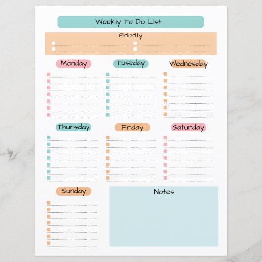 Simple Colorful Weekly Planners (Front)