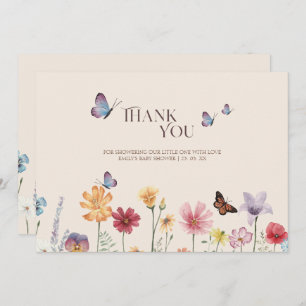 Simple Colorful Wildflower Baby Shower Thank You Card