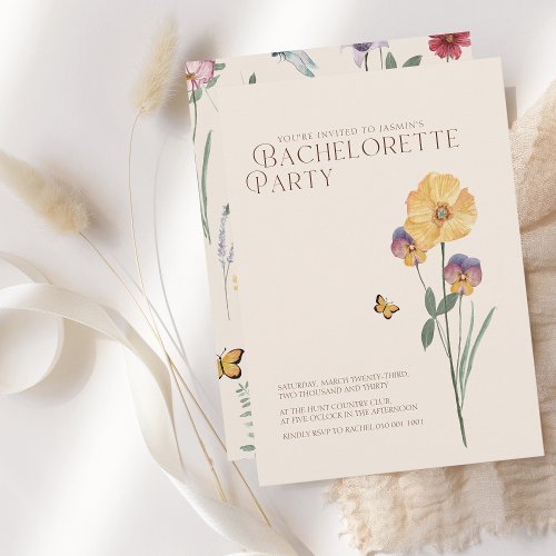 Simple Colorful Wildflower Bachelorette Party Invitation