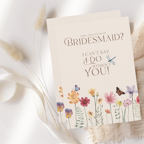 Simple Colorful Wildflower Be My Bridesmaid Invitation