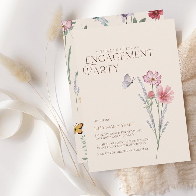 Simple Colorful Wildflower Engagement Party Invitation (Simple Colorful Wildflower Floral Wedding Engagement Party Card)