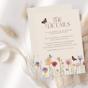 Simple Colorful Wildflower Floral Wedding Details Enclosure Card