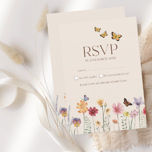 Simple Colorful Wildflower Floral Wedding RSVP Card