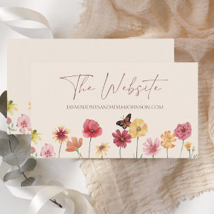Simple Colorful Wildflower Floral Wedding Website Enclosure Card