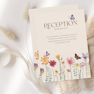 Simple Colorful Wildflowers Wedding Reception Enclosure Card