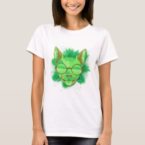 Simple Colors Dog with glasses  T_Shirt