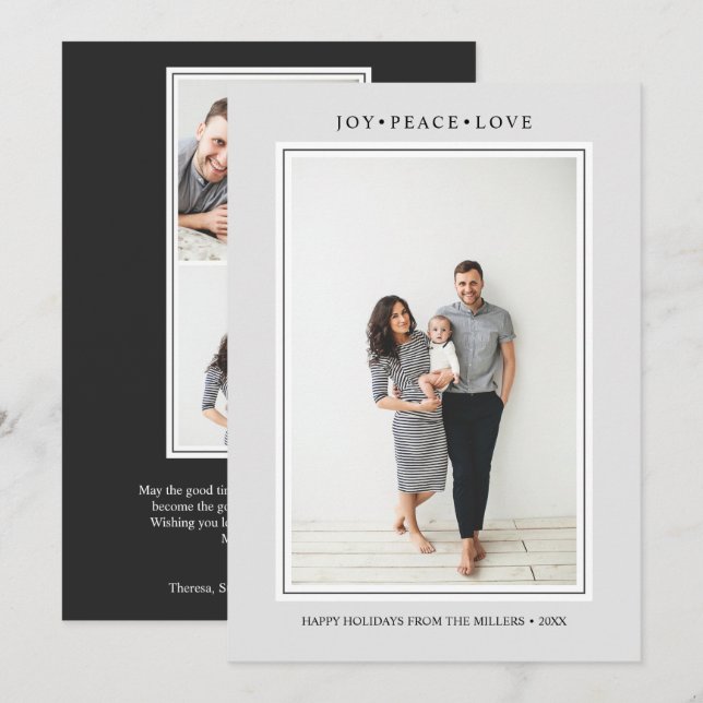 Simple Colors | Elegant Gray Vertical Multi Photo Invitation (Front/Back)