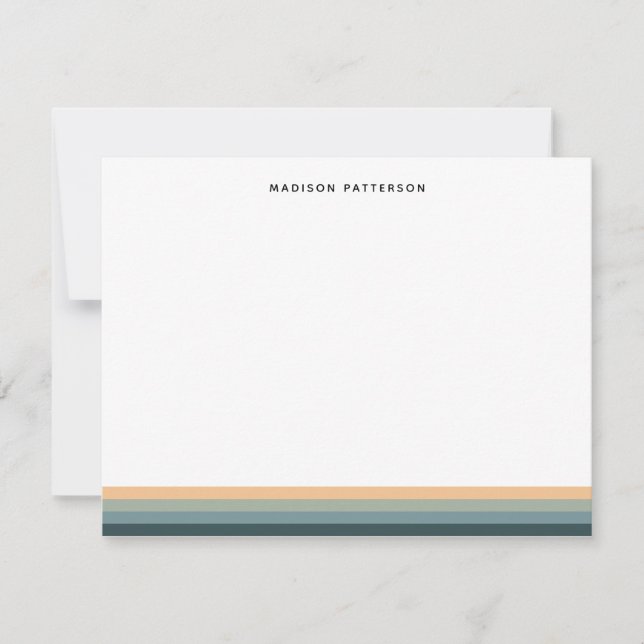 Simple Colors Stripes Pattern Name Note Card (Front)