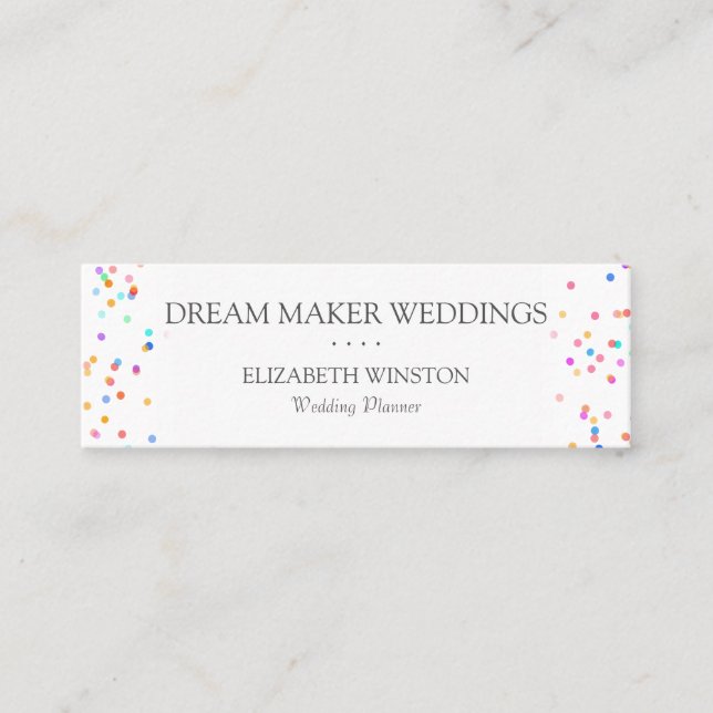 Simple Colourful Confetti Mini Business Card (Front)
