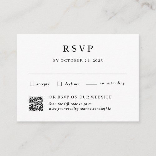 Simple Combo Traditional and QR Code Wedding RSVP Enclosure Card