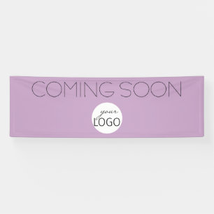 Simple Coming Soon Lilac Promotional Business Logo Banner