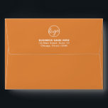 Simple Company Branding Business Logo Orange Envelope<br><div class="desc">Create your own custom envelope with your business logo and your return address on the back flap in white over an orange background.  The inside has a pattern of your logo.  This professional envelope is great for creating marketing materials and branding your company mailings.</div>