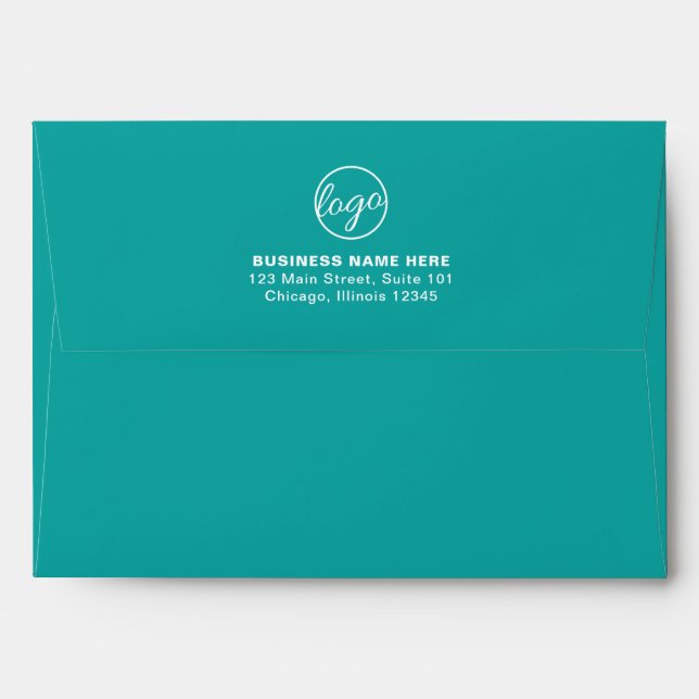 Simple Company Branding Business Logo Teal Envelope (Back (Top Flap))