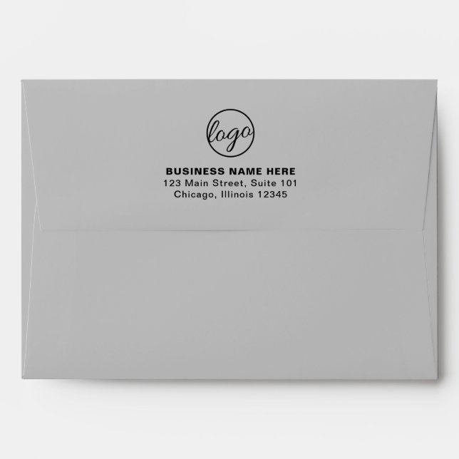Simple Company Branding Logo Light Gray Business Envelope (Back (Top Flap))