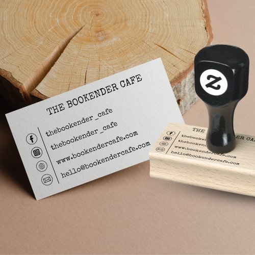 Simple Company Business Card Social Media  Rubber Stamp