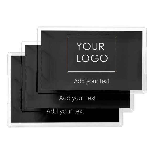 Simple Company Business Logo Branded Black    Acrylic Tray (Set)