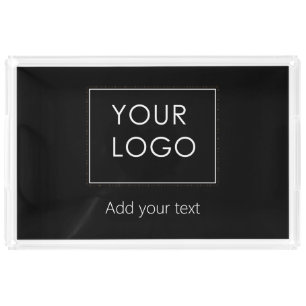 Simple Company Business Logo Branded Black Acrylic Tray