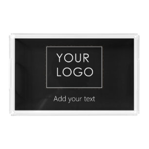 Simple Company Business Logo Branded Black Acrylic Tray