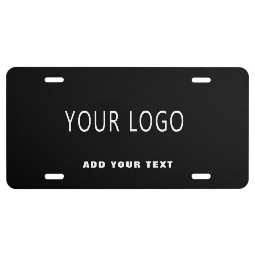 Simple Company Business Logo Branded Black License Plate