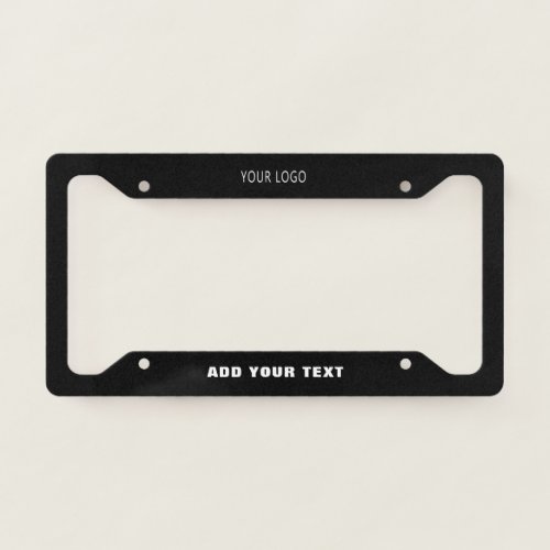 Simple Company Business Logo Branded Black  License Plate Frame