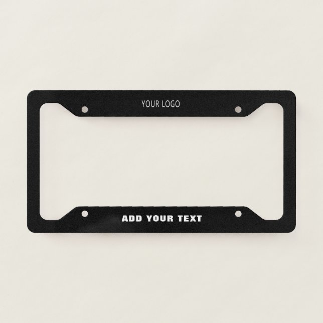 Simple Company Business Logo Branded Black  License Plate Frame (Front)