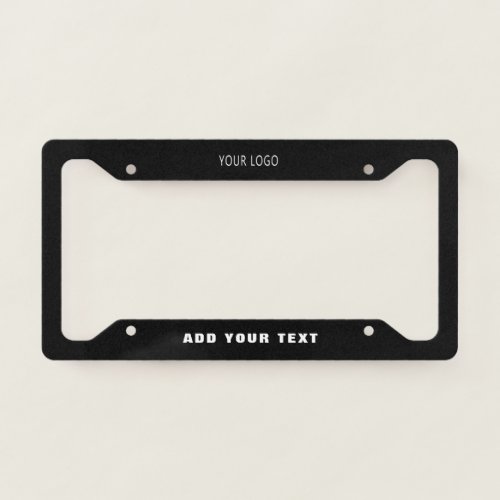 Simple Company Business Logo Branded Black License Plate Frame