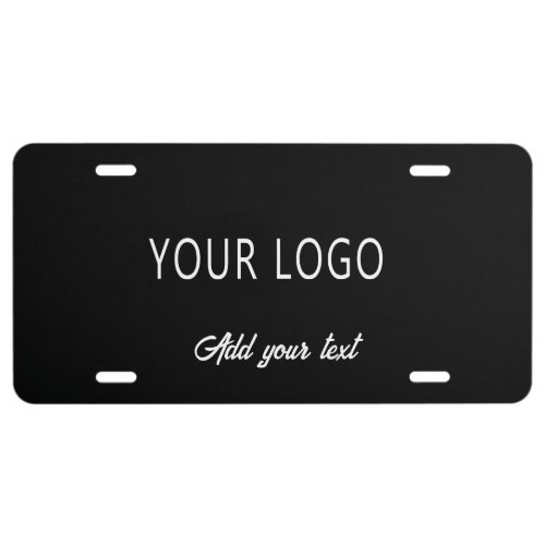 Simple Company Business Logo Branded Black Script  License Plate