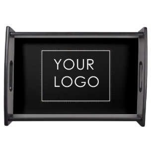 Simple Company Business Logo Branded Black Serving Tray