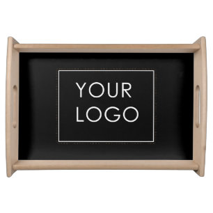 Simple Company Business Logo Branded Black Serving Tray
