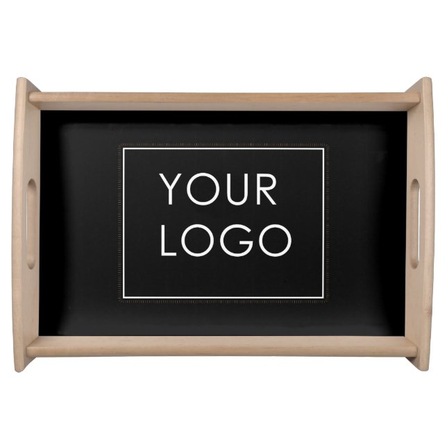 Simple Company Business Logo Branded Black   Serving Tray (Front)