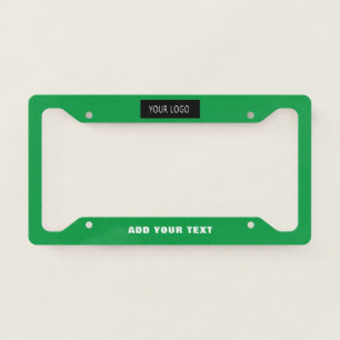 Simple Company Business Logo Branded Green License Plate Frame