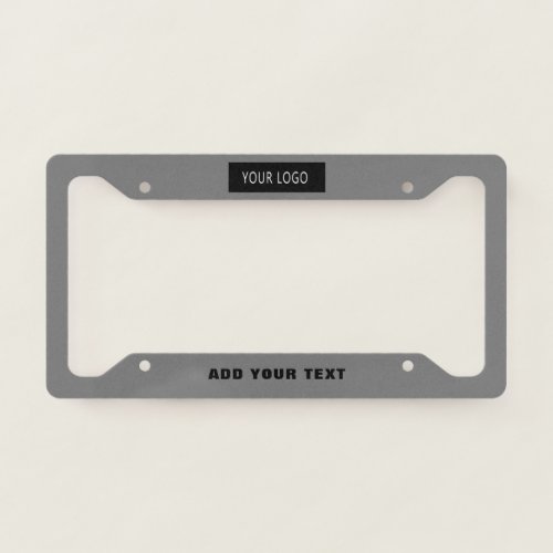 Simple Company Business Logo Branded Grey License Plate Frame